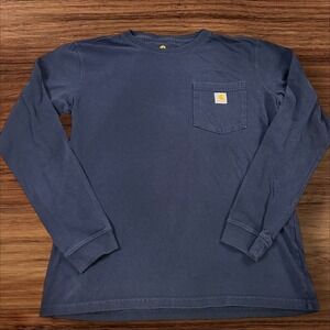 Carhartt Pocket Long‎ Sleeve T-Shirt Workwear Original Fit Blue S(4/6)